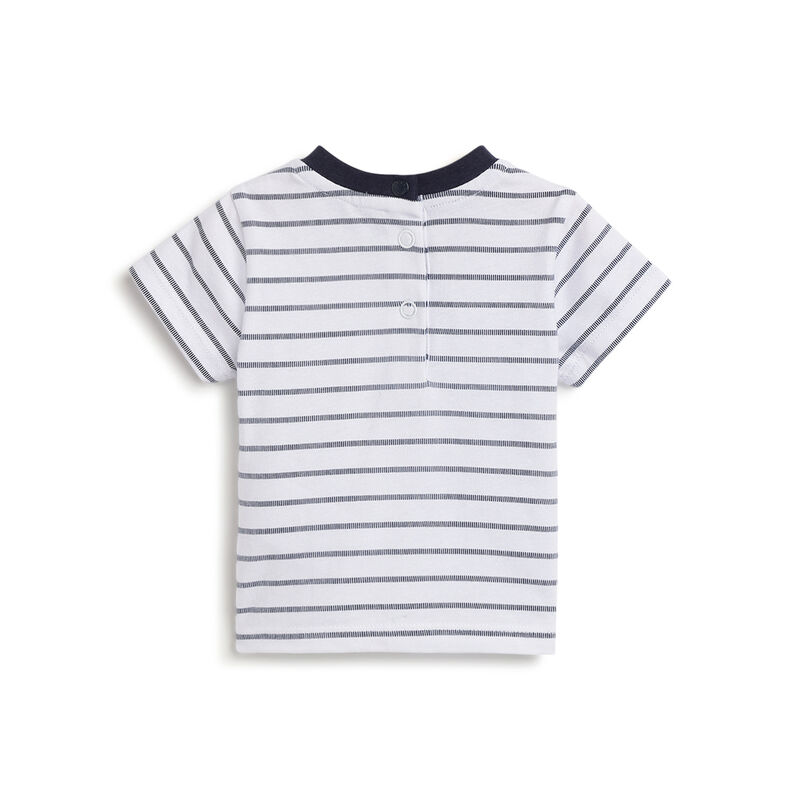 Boys White and Blue Striped Short Sleeve T-Shirt image number 1